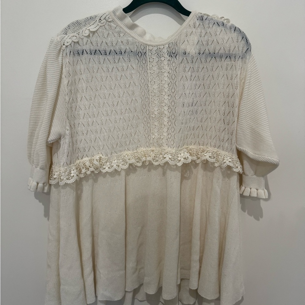 Zara Cream Knit Lace Top